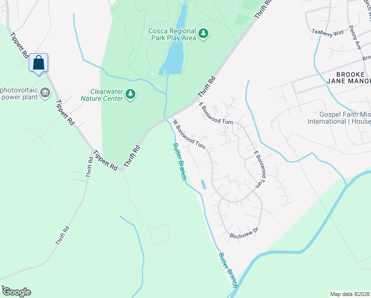 map of restaurants, bars, coffee shops, grocery stores, and more near 11609 Butlers Branch Road in Clinton