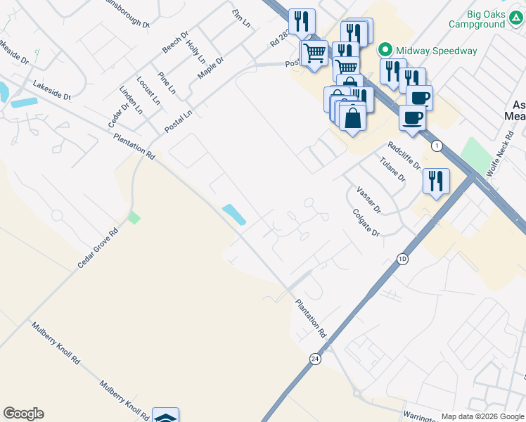 map of restaurants, bars, coffee shops, grocery stores, and more near 34486 Michelle Drive in Rehoboth Beach