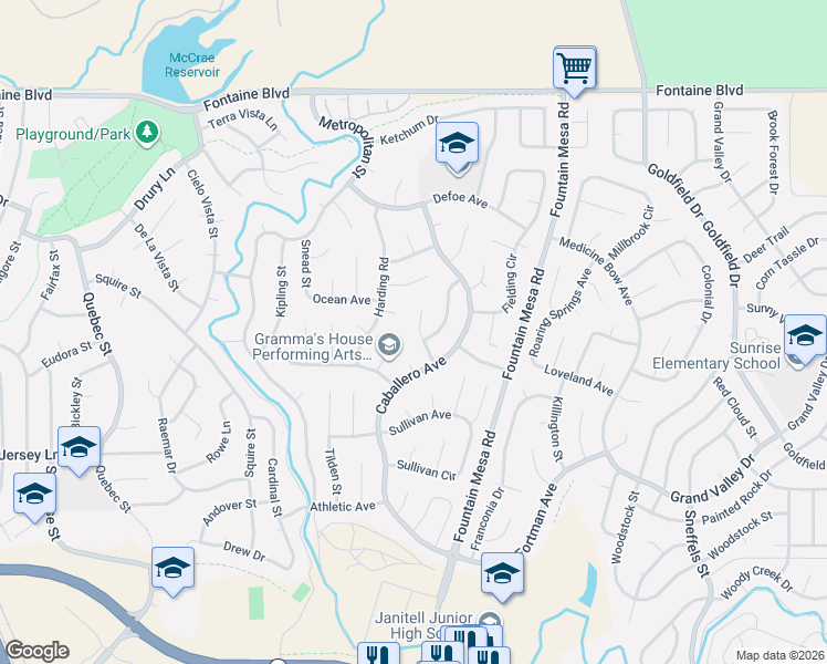 map of restaurants, bars, coffee shops, grocery stores, and more near 7015 Coolidge Court in Colorado Springs