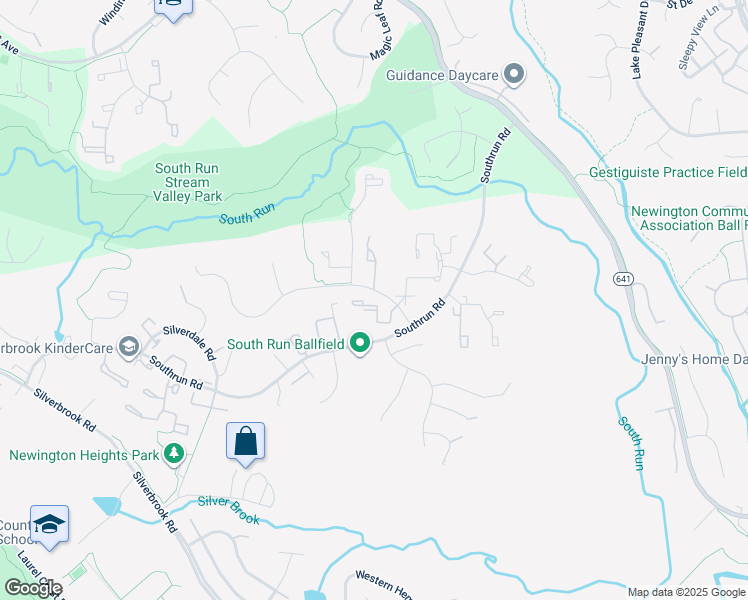map of restaurants, bars, coffee shops, grocery stores, and more near 8335 Rocky Forge Court in Springfield