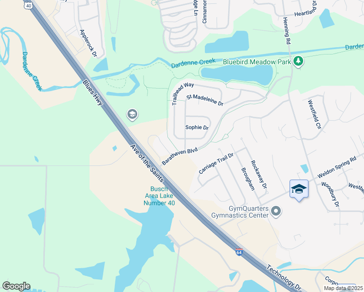 map of restaurants, bars, coffee shops, grocery stores, and more near 2005 Saint Madeleine Drive in O'Fallon