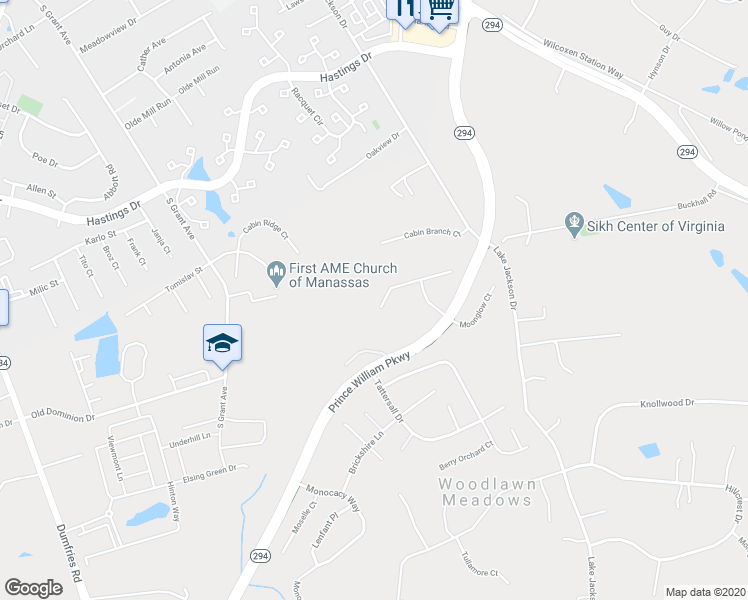 map of restaurants, bars, coffee shops, grocery stores, and more near 8448 Summer Breeze Place in Manassas
