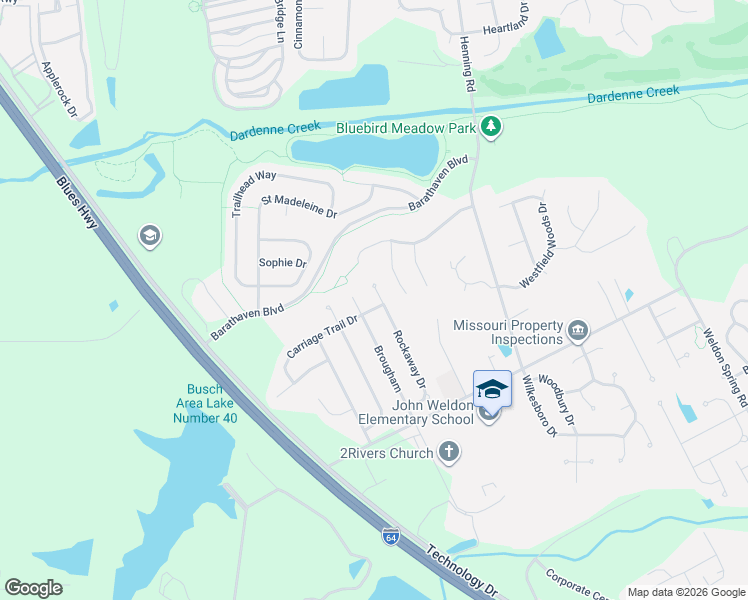 map of restaurants, bars, coffee shops, grocery stores, and more near 181 Rockaway Drive in O'Fallon
