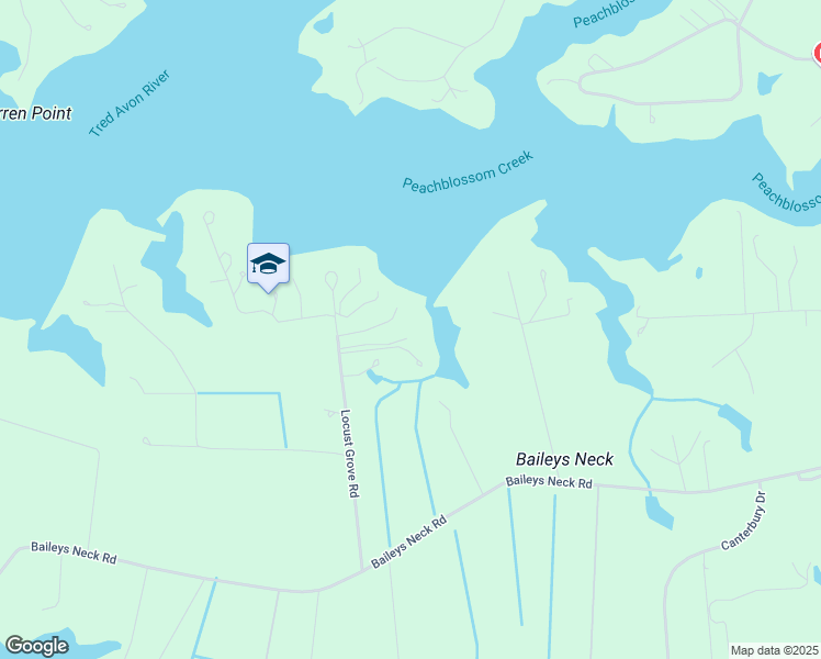 map of restaurants, bars, coffee shops, grocery stores, and more near 6549 Locust Grove Road in Easton