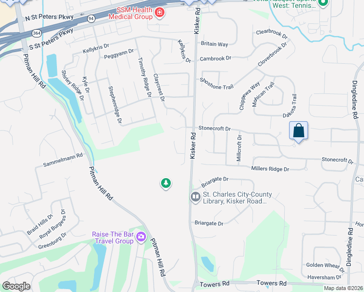 map of restaurants, bars, coffee shops, grocery stores, and more near 5 Tremaine Court in Weldon Spring