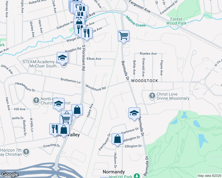 map of restaurants, bars, coffee shops, grocery stores, and more near 7805 Brand Avenue in St. Louis