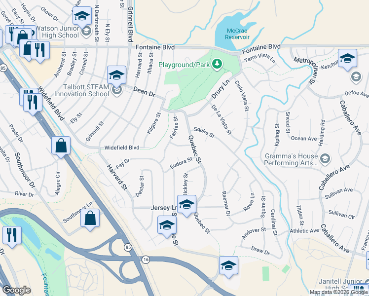 map of restaurants, bars, coffee shops, grocery stores, and more near 444 Eudora Street in Colorado Springs