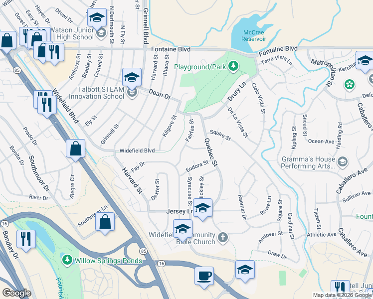 map of restaurants, bars, coffee shops, grocery stores, and more near 422 Eudora Street in Colorado Springs