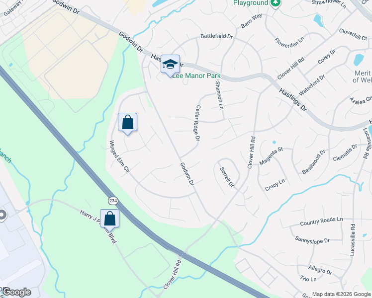 map of restaurants, bars, coffee shops, grocery stores, and more near 10252 Cedar Ridge Drive in Manassas
