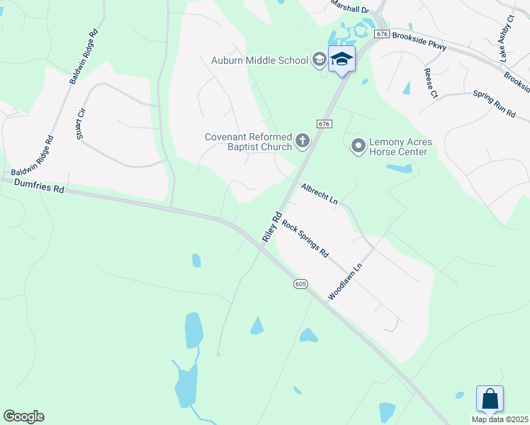 map of restaurants, bars, coffee shops, grocery stores, and more near 7380 Riley Road in Warrenton