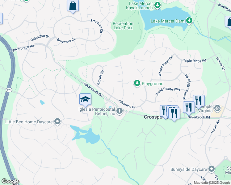 map of restaurants, bars, coffee shops, grocery stores, and more near 8309 Crosspointe Drive in Fairfax Station