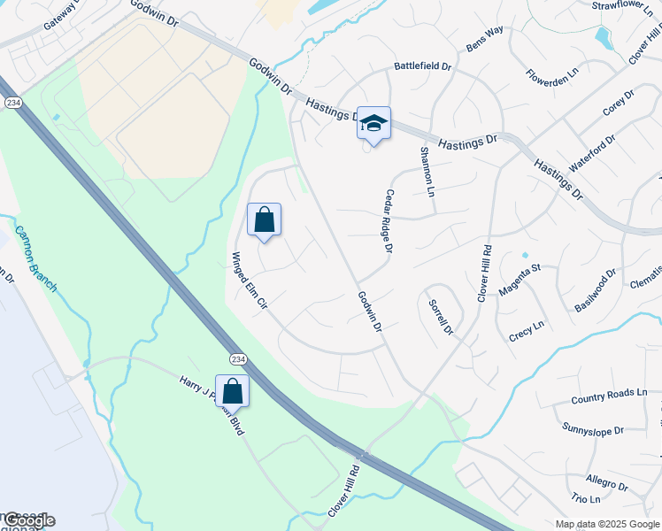 map of restaurants, bars, coffee shops, grocery stores, and more near 10380 Plum Tree Court in Manassas