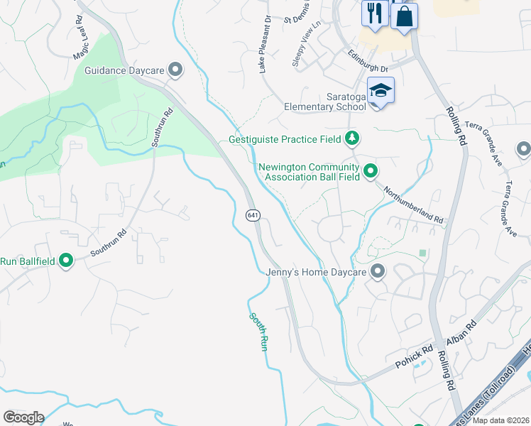 map of restaurants, bars, coffee shops, grocery stores, and more near 7994 Hidden Bridge Drive in Springfield