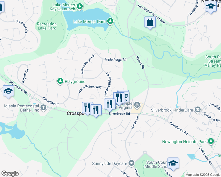 map of restaurants, bars, coffee shops, grocery stores, and more near 8406 Copperleaf Court in Fairfax Station