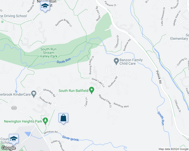 map of restaurants, bars, coffee shops, grocery stores, and more near 8334 Windfall Road in Springfield