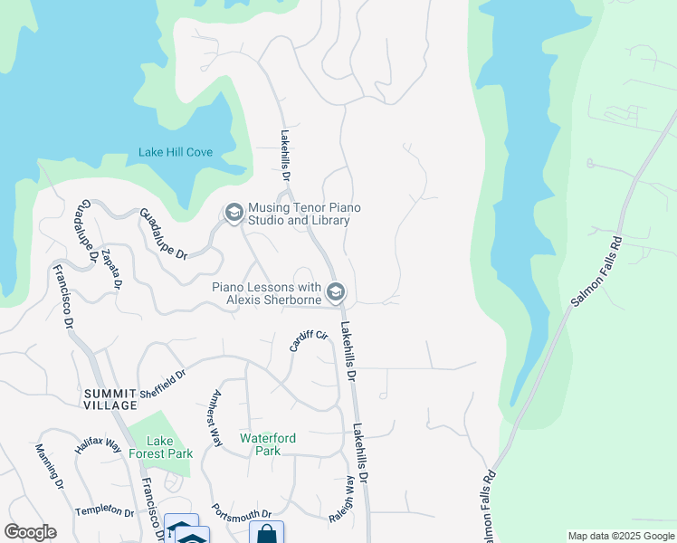 map of restaurants, bars, coffee shops, grocery stores, and more near 1623 Lakehills Drive in El Dorado Hills