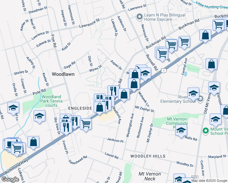 map of restaurants, bars, coffee shops, grocery stores, and more near 4308 Pembrook Village Drive in Alexandria