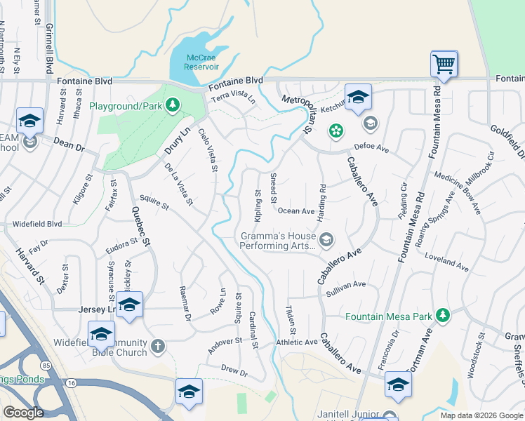 map of restaurants, bars, coffee shops, grocery stores, and more near 6885 Kipling Street in Colorado Springs