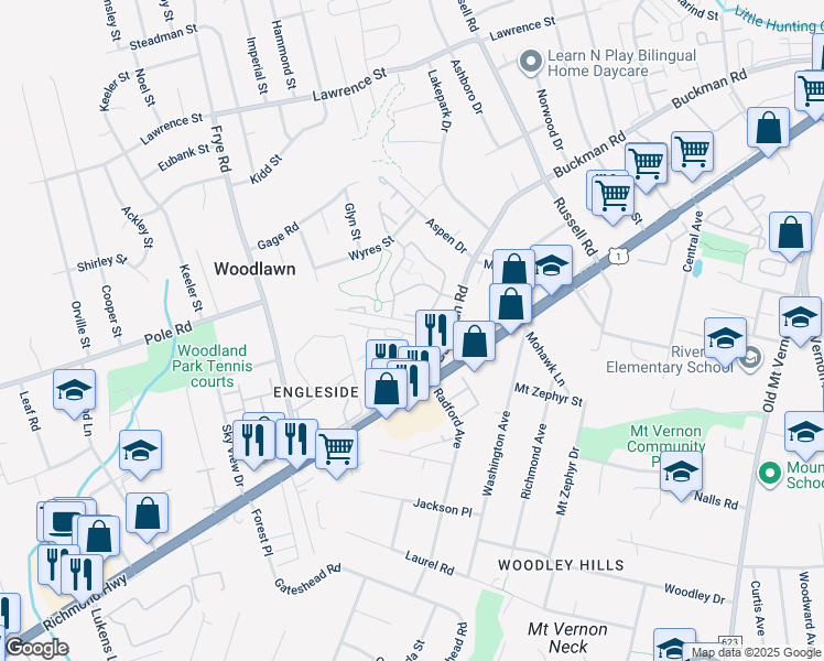 map of restaurants, bars, coffee shops, grocery stores, and more near 4346 Pembrook Village Drive in Alexandria