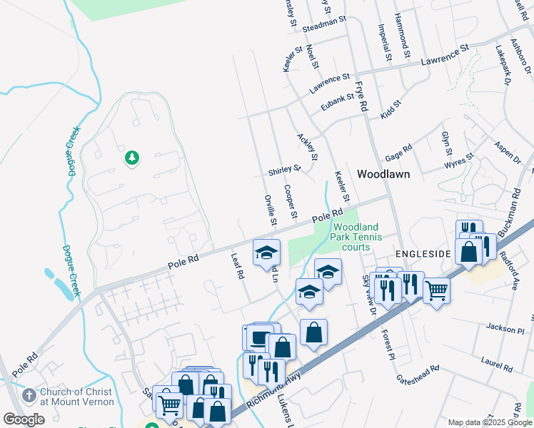 map of restaurants, bars, coffee shops, grocery stores, and more near 8316 Orville Street in Alexandria