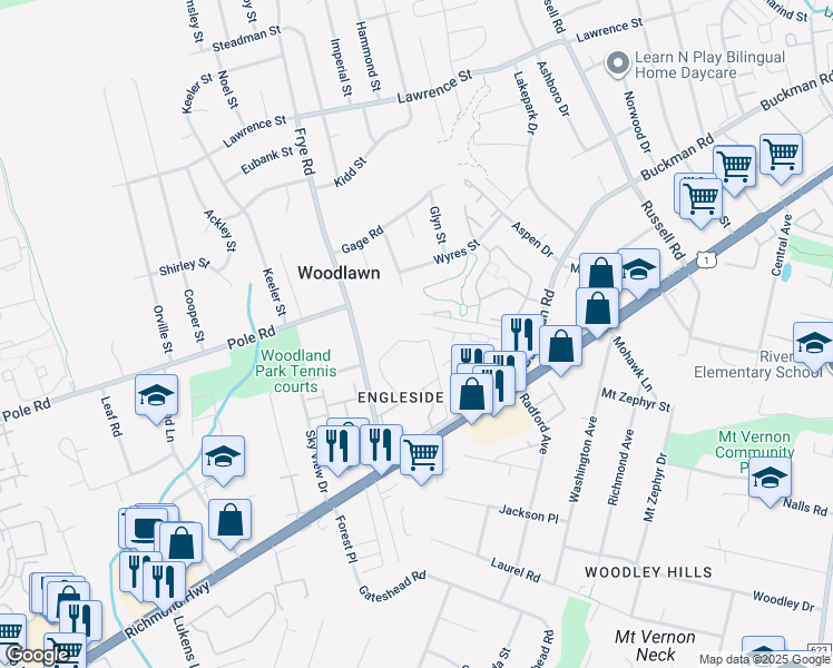 map of restaurants, bars, coffee shops, grocery stores, and more near 4478 Colony Court in Alexandria
