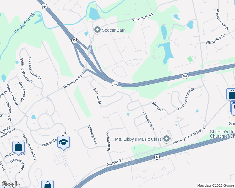 map of restaurants, bars, coffee shops, grocery stores, and more near 5531 Emerald Place Drive in Cottleville