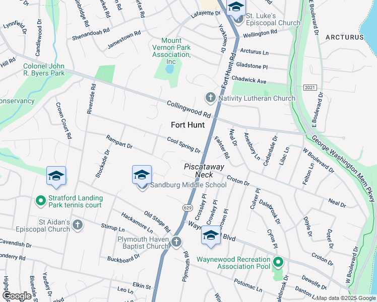 map of restaurants, bars, coffee shops, grocery stores, and more near 1407 Cool Spring Drive in Alexandria