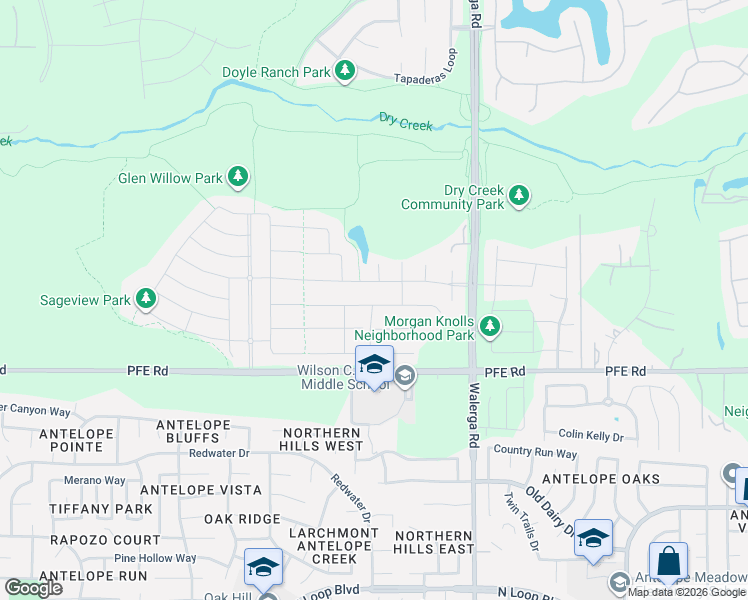 map of restaurants, bars, coffee shops, grocery stores, and more near 4551 Tiller Way in Roseville