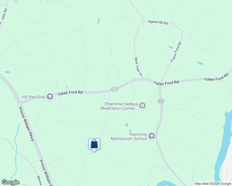 map of restaurants, bars, coffee shops, grocery stores, and more near 10301 Bear Creek Drive in Manassas