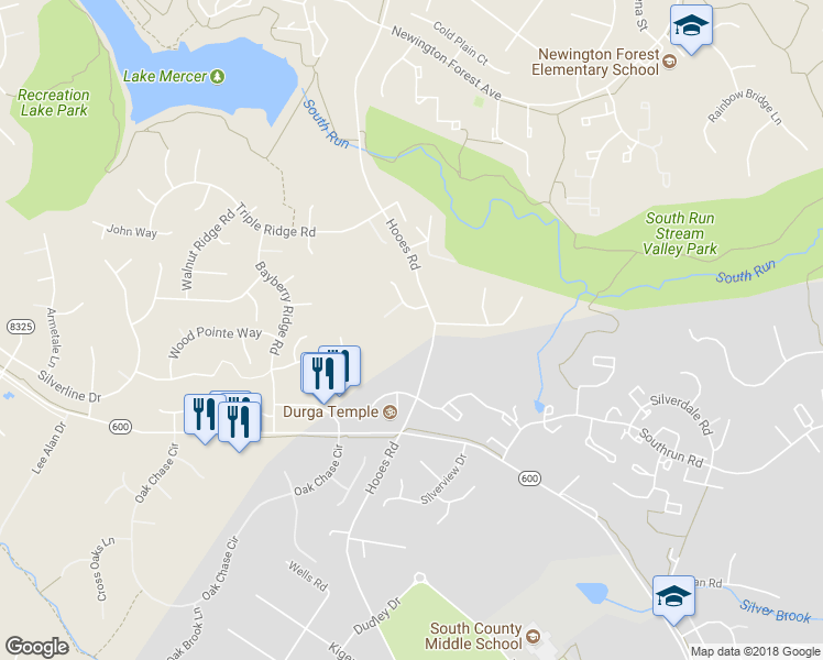 map of restaurants, bars, coffee shops, grocery stores, and more near 8904 Hooes Road in Lorton