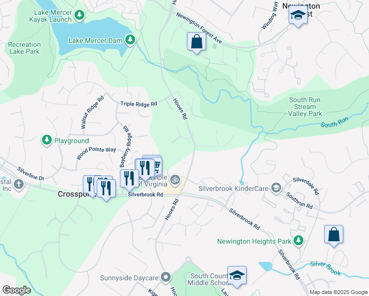 map of restaurants, bars, coffee shops, grocery stores, and more near 8904 Hooes Road in Lorton