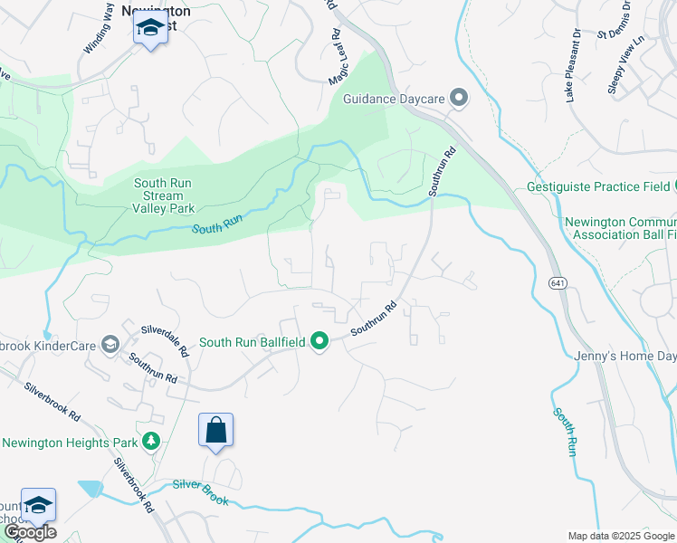 map of restaurants, bars, coffee shops, grocery stores, and more near 8331 Windfall Road in Springfield