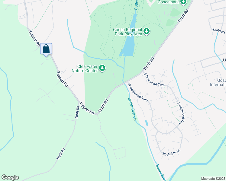 map of restaurants, bars, coffee shops, grocery stores, and more near 11510 Thrift Road in Clinton
