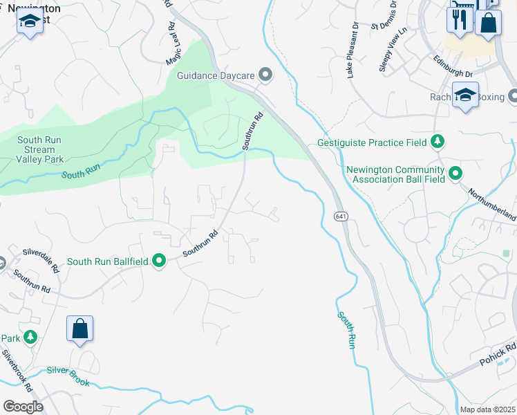 map of restaurants, bars, coffee shops, grocery stores, and more near 8227 Mapleleaf Court in Springfield