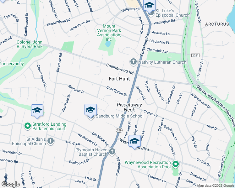 map of restaurants, bars, coffee shops, grocery stores, and more near 1409 Cool Spring Drive in Alexandria
