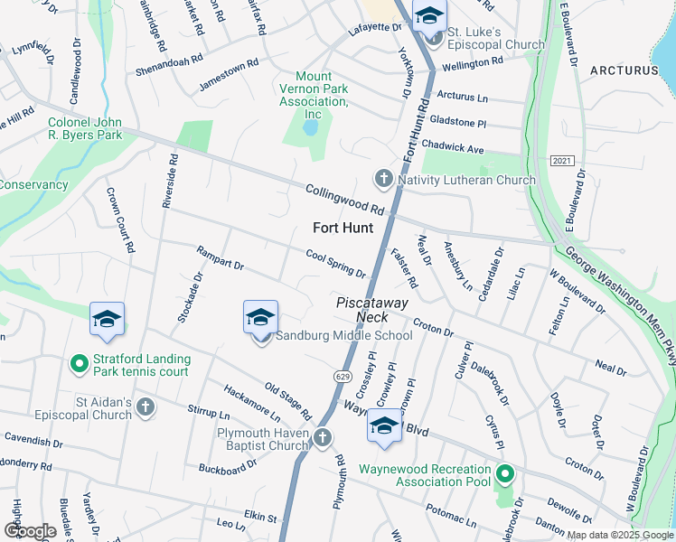 map of restaurants, bars, coffee shops, grocery stores, and more near 1409 Cool Spring Drive in Alexandria
