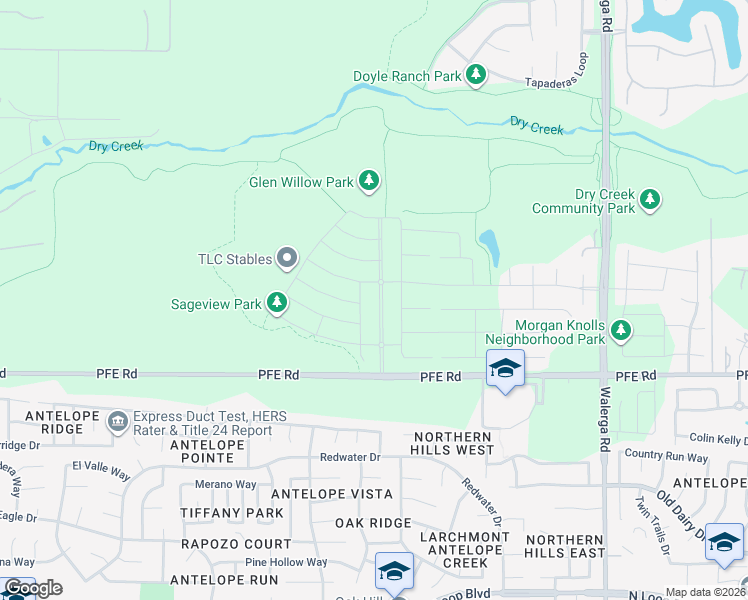map of restaurants, bars, coffee shops, grocery stores, and more near 5200 PFE Road in Roseville