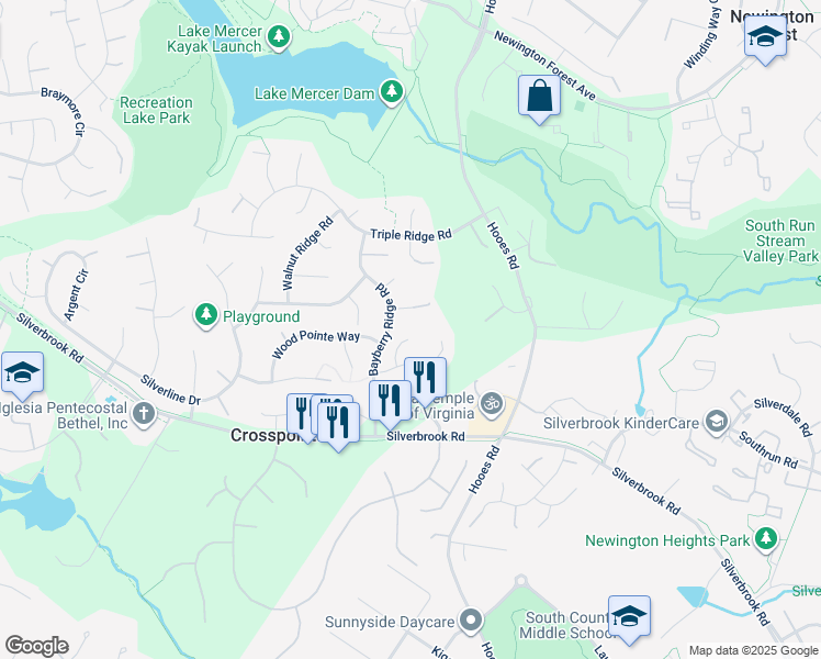 map of restaurants, bars, coffee shops, grocery stores, and more near 8400 Copperleaf Court in Fairfax Station