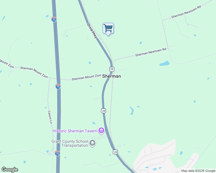 map of restaurants, bars, coffee shops, grocery stores, and more near 3800 Dixie Highway in Dry Ridge