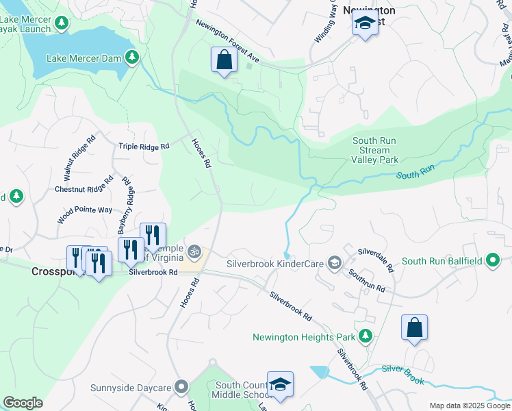 map of restaurants, bars, coffee shops, grocery stores, and more near 8757 Southern Oaks Place in Lorton