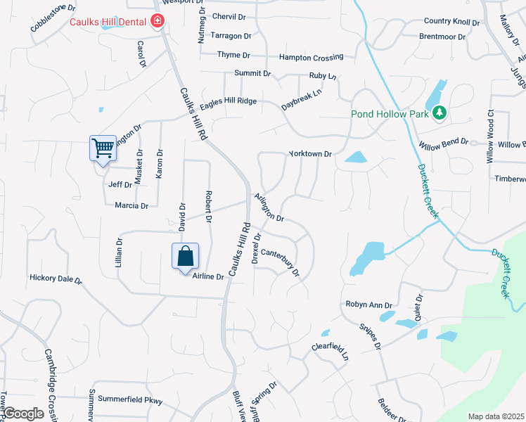 map of restaurants, bars, coffee shops, grocery stores, and more near 3608 Arlington Drive in Saint Charles
