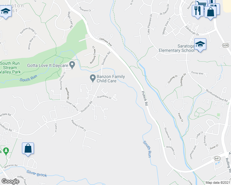 map of restaurants, bars, coffee shops, grocery stores, and more near 8078 Grandview Court in Springfield