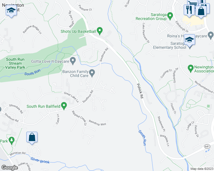 map of restaurants, bars, coffee shops, grocery stores, and more near 8217 Mapleleaf Court in Springfield