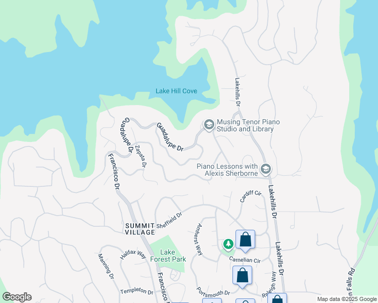map of restaurants, bars, coffee shops, grocery stores, and more near 620 Guadalupe Drive in El Dorado Hills
