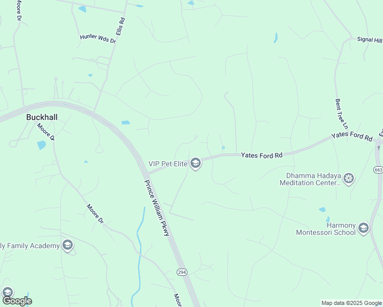 map of restaurants, bars, coffee shops, grocery stores, and more near 7220 Yates Ford Road in Manassas