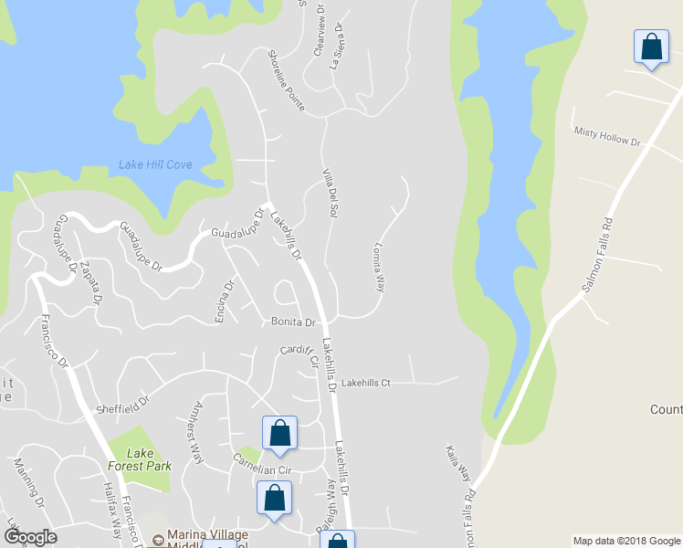map of restaurants, bars, coffee shops, grocery stores, and more near 820 Bonita Drive in El Dorado Hills