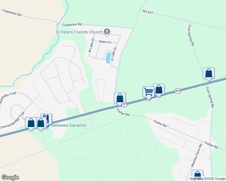 map of restaurants, bars, coffee shops, grocery stores, and more near 18390 Road 258 in Milton