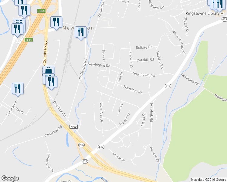 map of restaurants, bars, coffee shops, grocery stores, and more near 8323 Stationhouse Court in Lorton