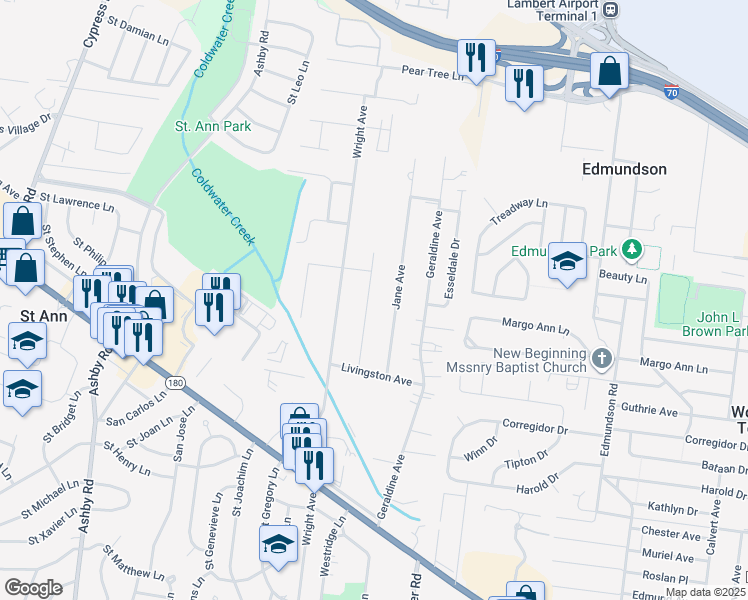 map of restaurants, bars, coffee shops, grocery stores, and more near 3956 Sims Avenue in Saint Ann