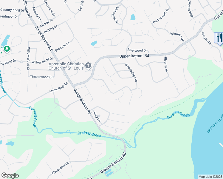 map of restaurants, bars, coffee shops, grocery stores, and more near 540 Crown Passage Drive in St. Charles
